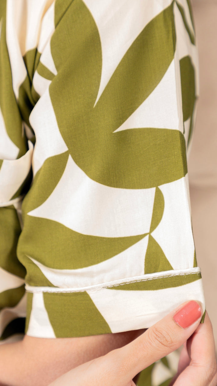Olive Leaves Half Sleeves PJ Set