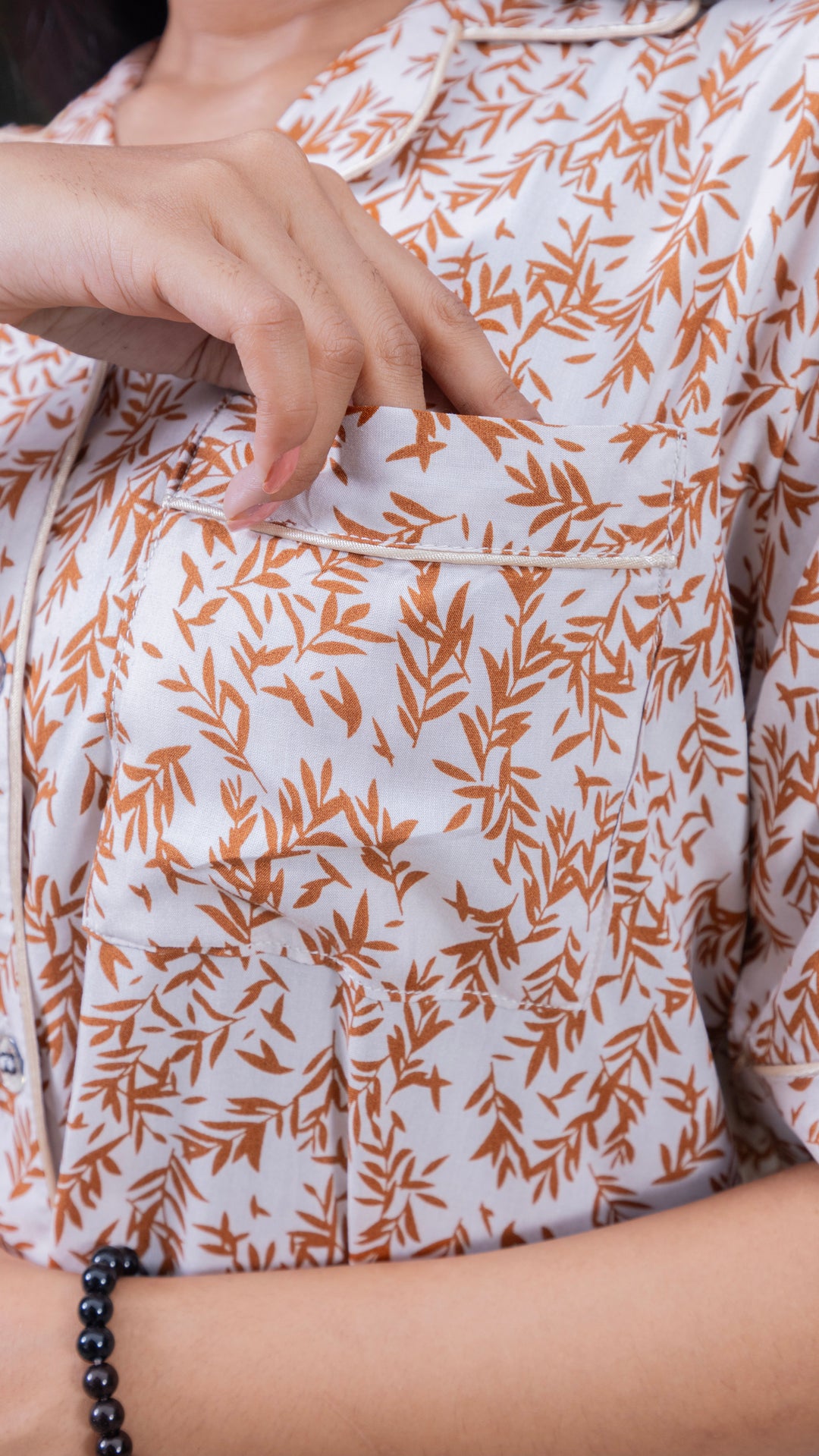 Autumn Whisper Beige Half Sleeves PJ Set