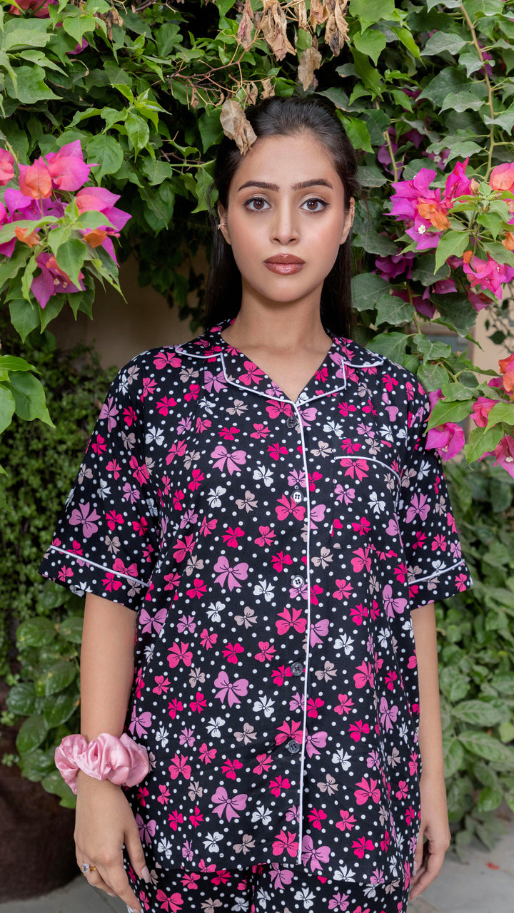 Pink Bows Half Sleeves PJ Set