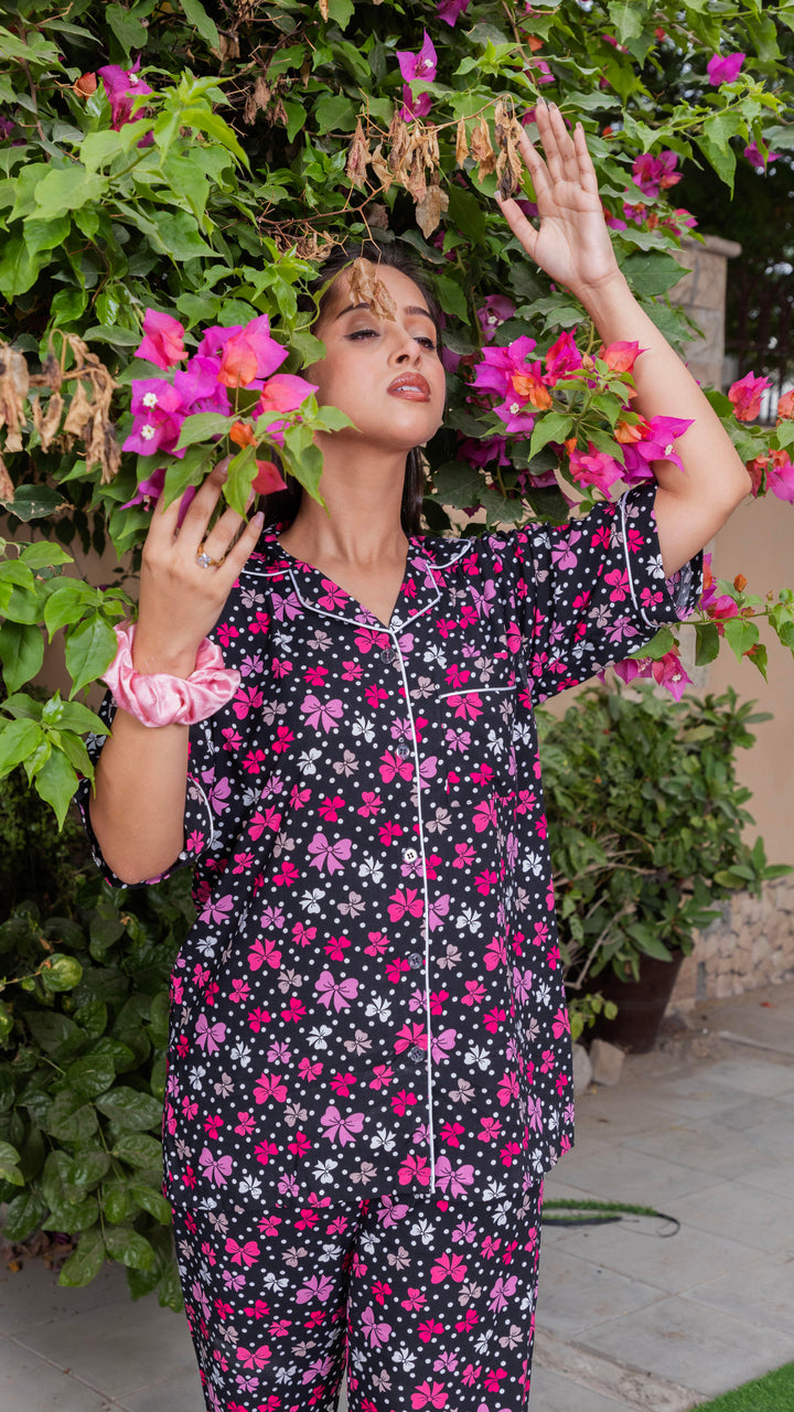Pink Bows Half Sleeves PJ Set