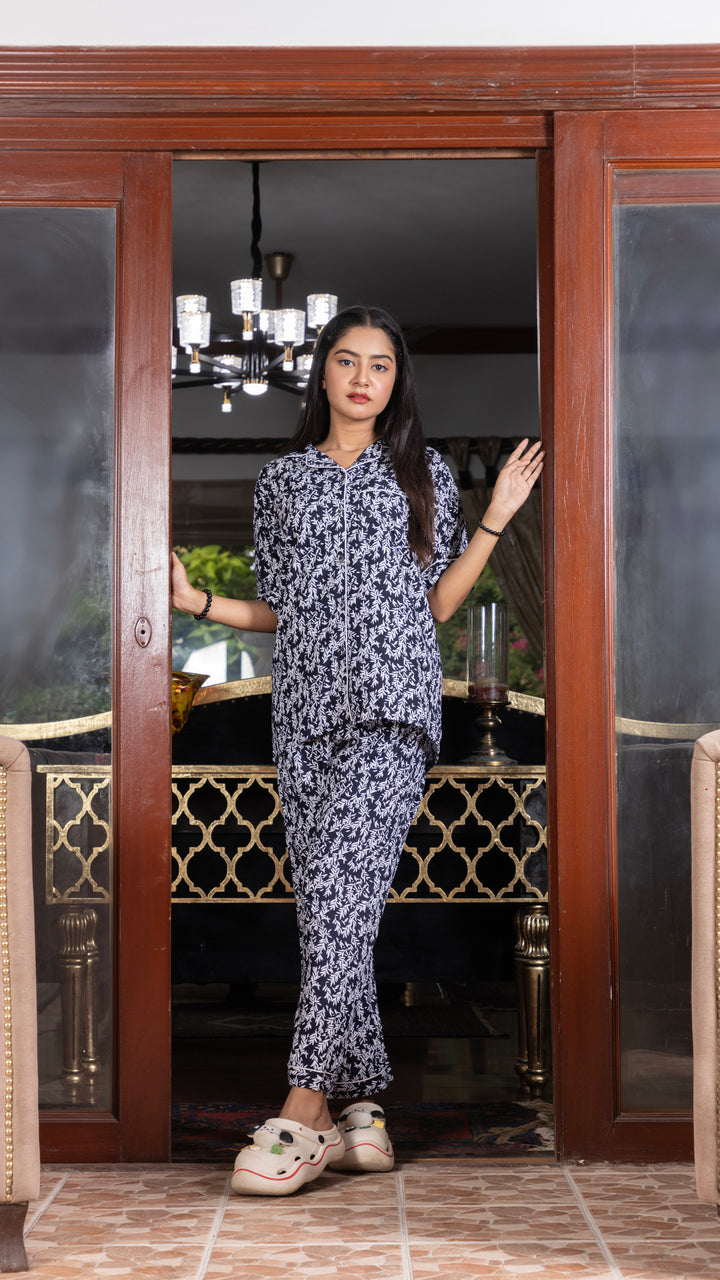 Autumn Whisper Blue Half Sleeves PJ Set