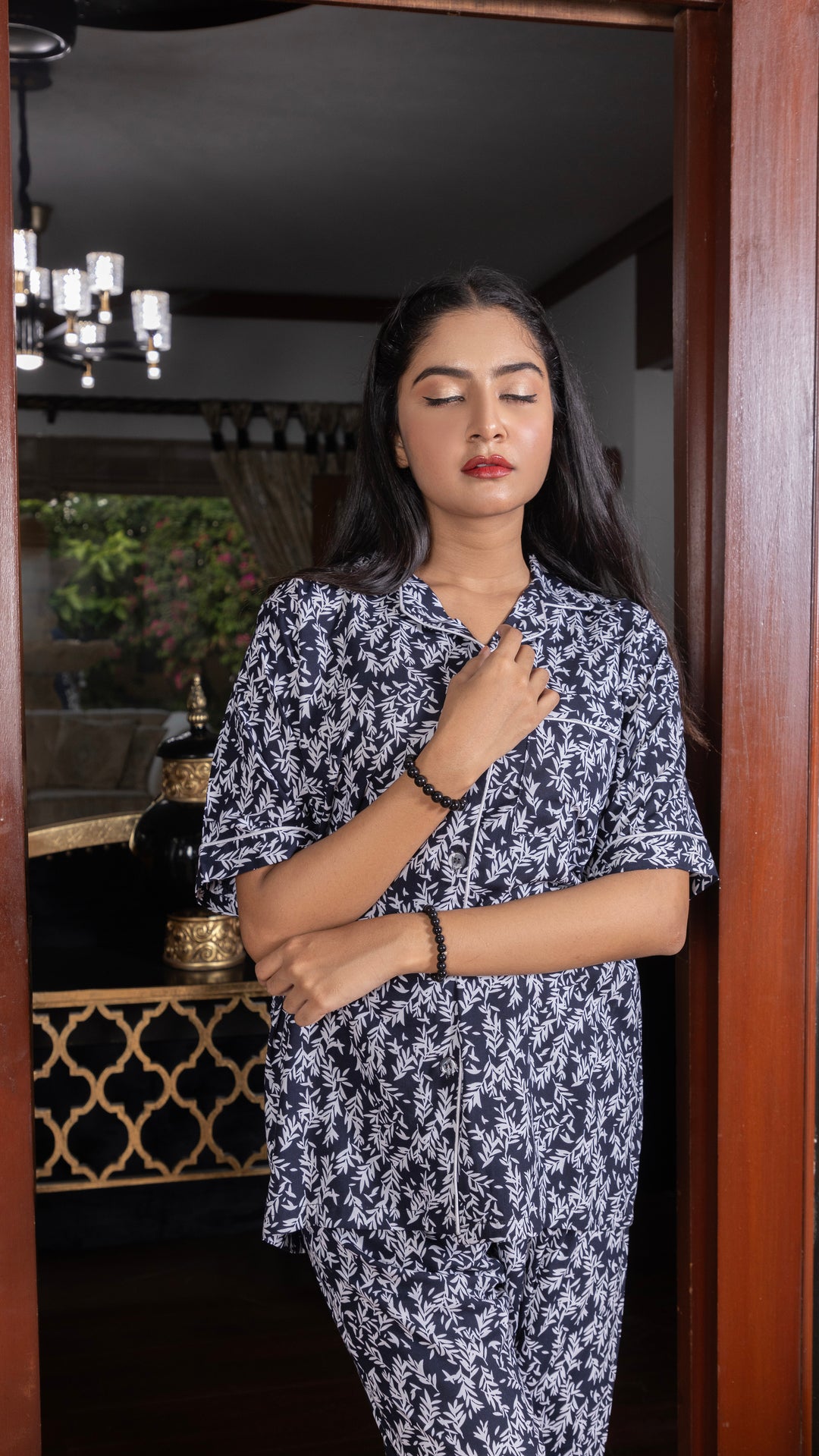 Autumn Whisper Blue Half Sleeves PJ Set