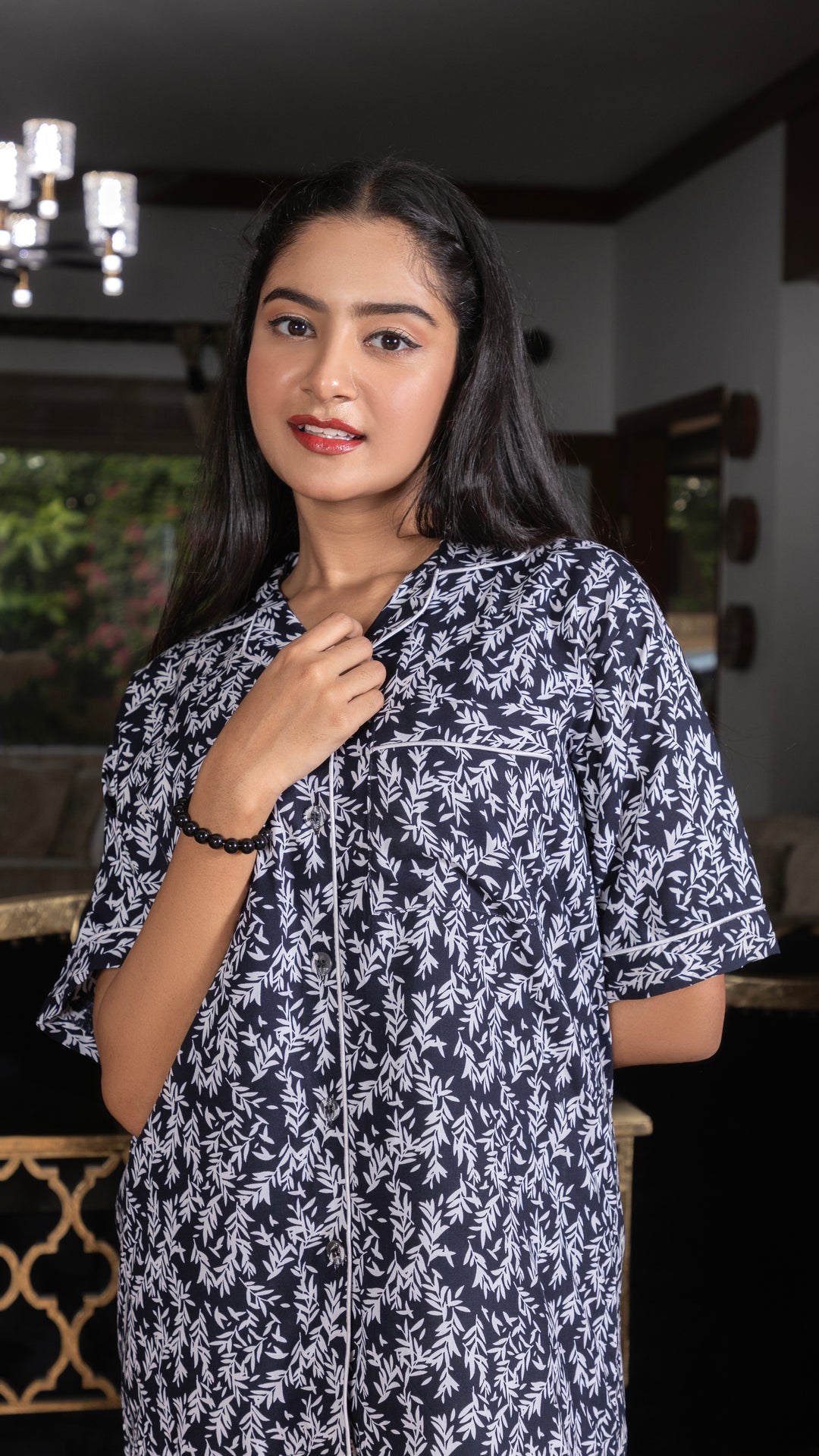 Autumn Whisper Blue Half Sleeves PJ Set