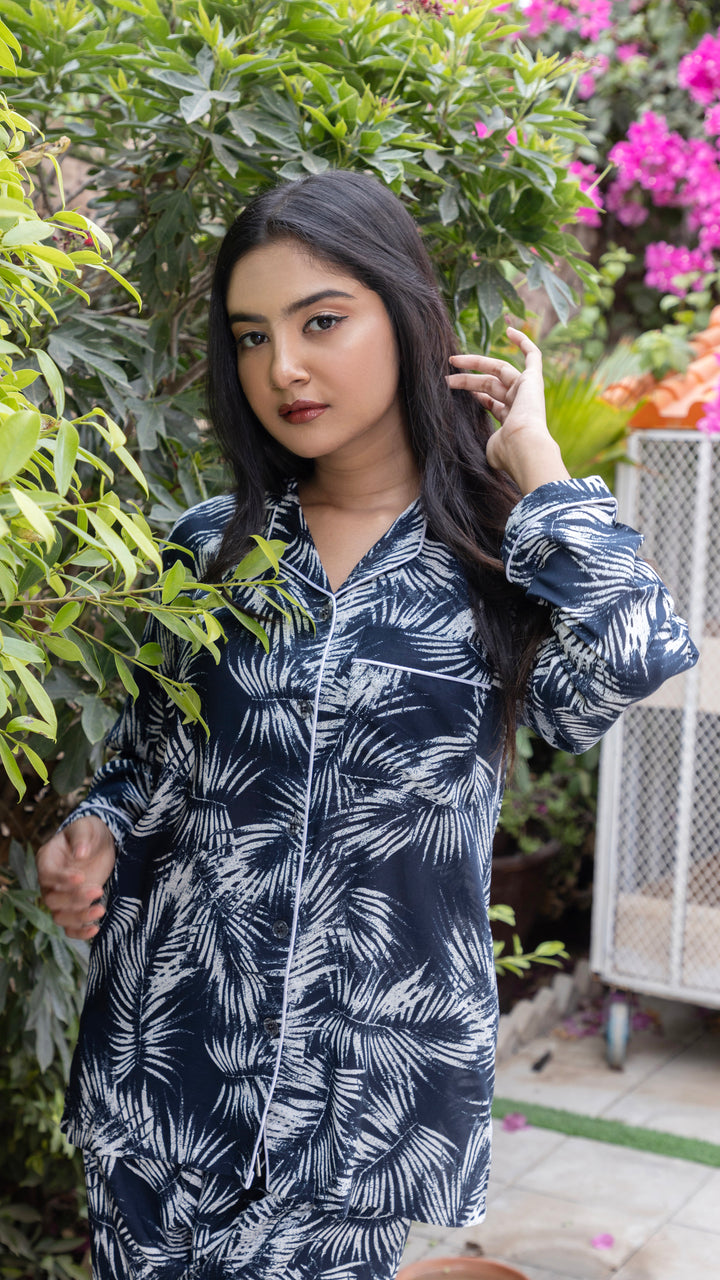 Palm Leaf Print PJ Set