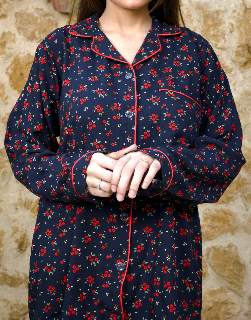Red Cherry Flowers PJ Set