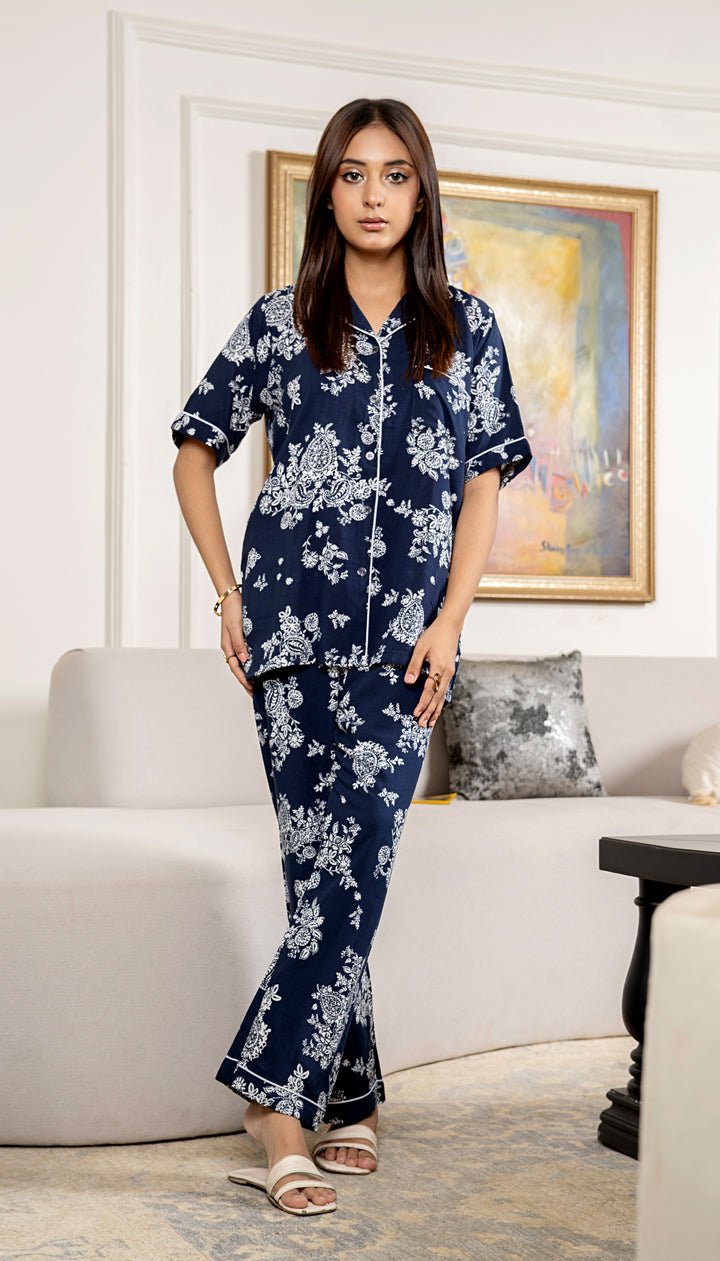 Royal Blue Half Sleeves PJ Set