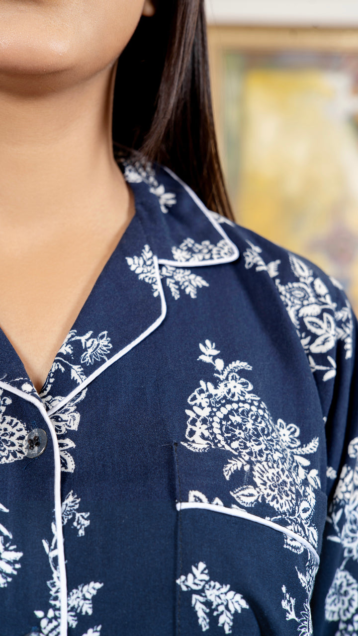 Royal Blue Half Sleeves PJ Set