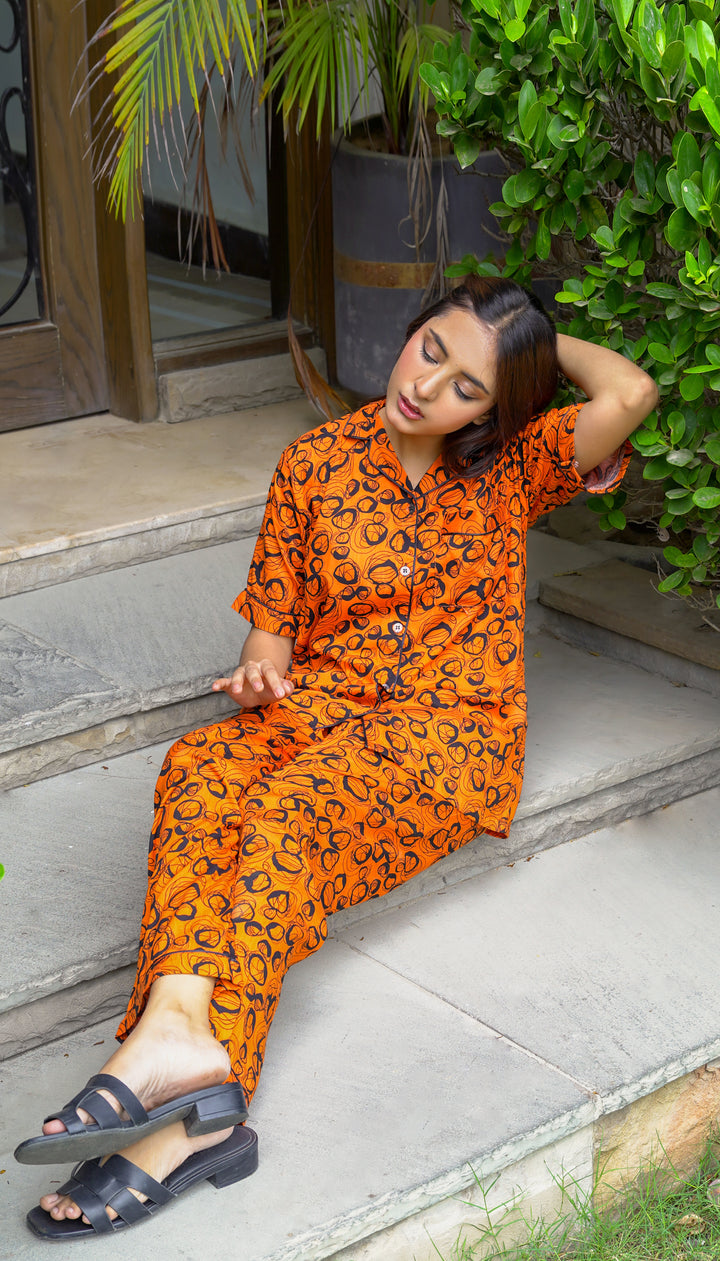 Pumpkin Sketch Half Sleeves PJ Set