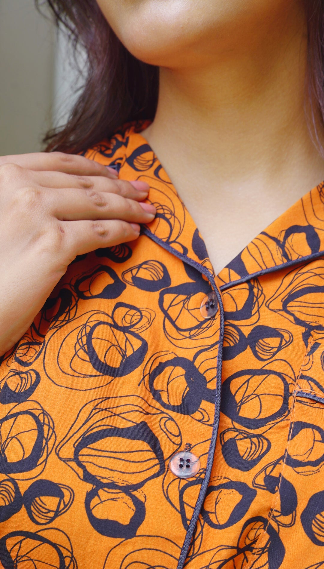 Pumpkin Sketch Half Sleeves PJ Set