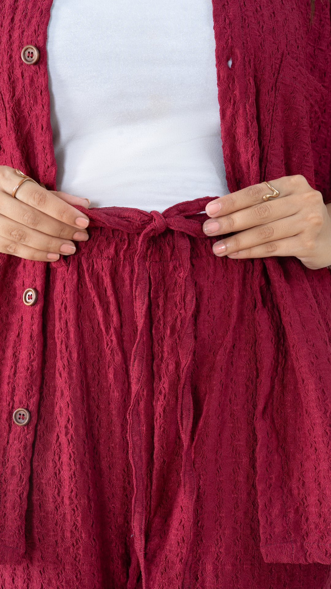 Crimson Red Textured Co-Ord Set