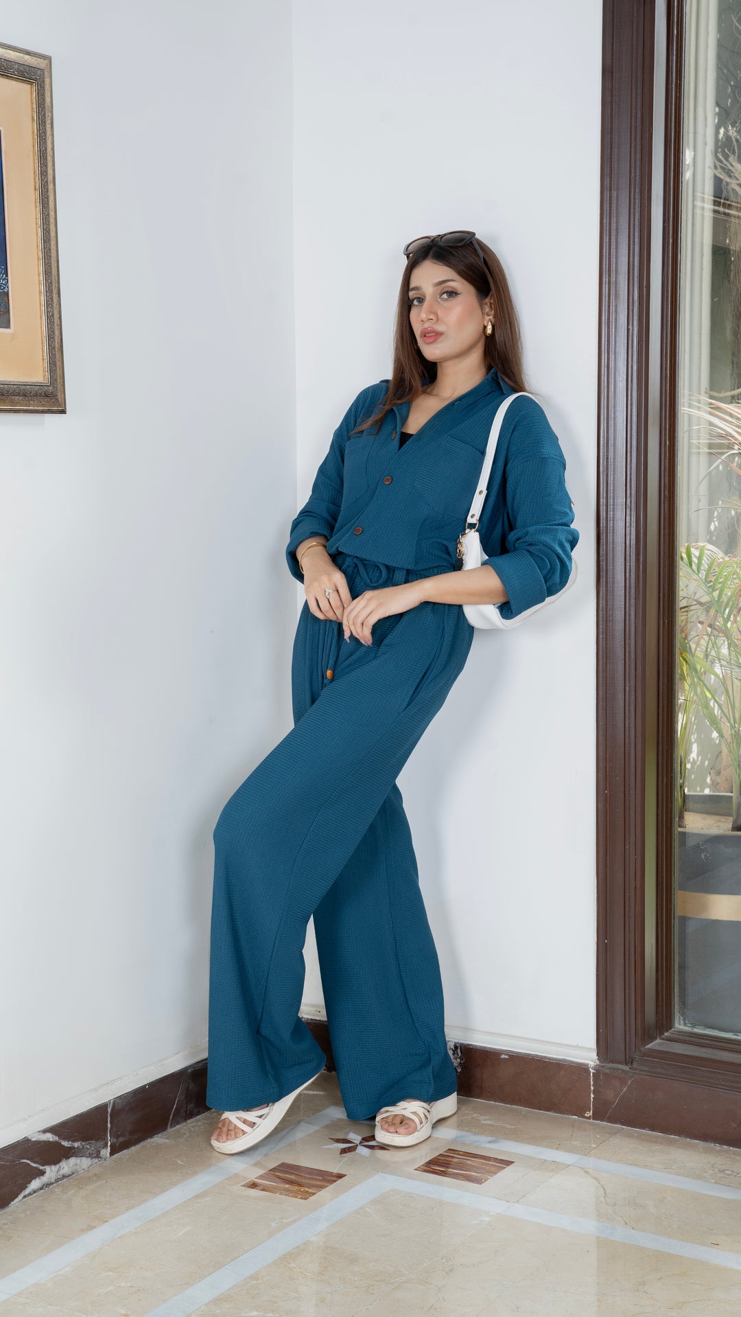 Ocean Blue Textured Co-Ord Set
