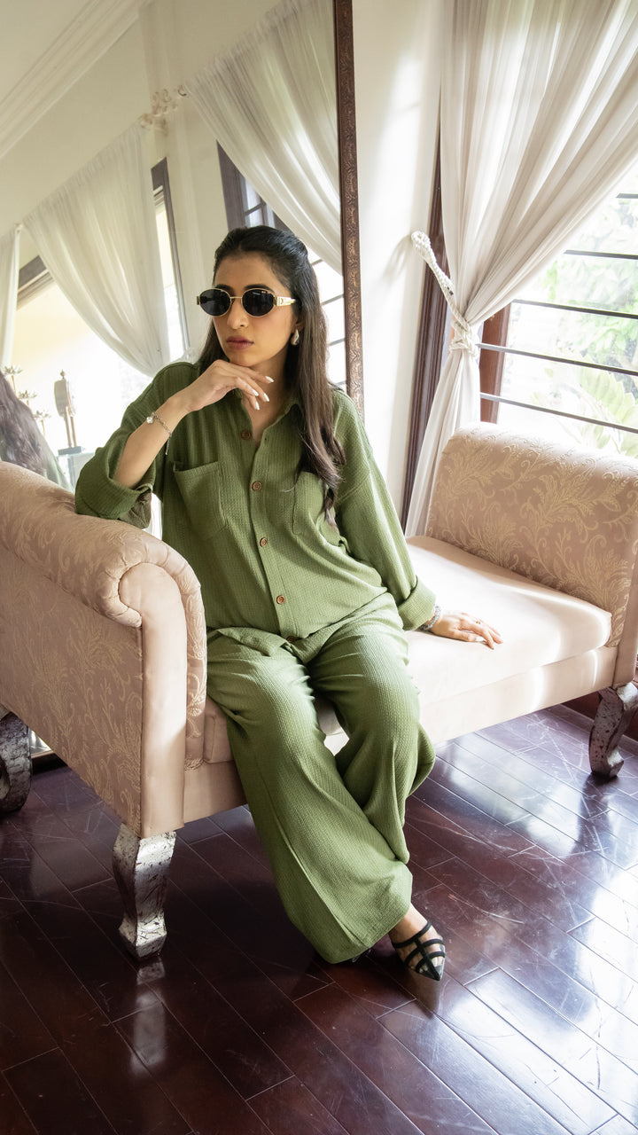 Moss Green Textured Co-Ord Set