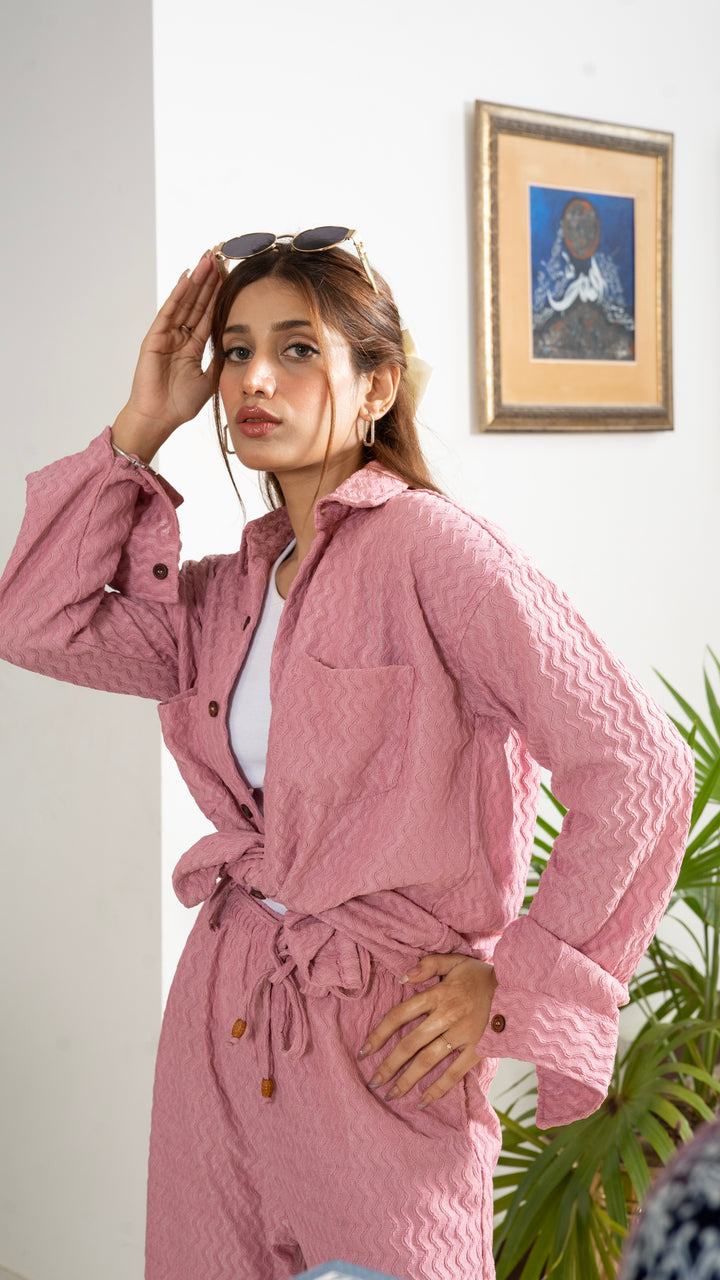 Baby Pink Textured Co-Ord Set