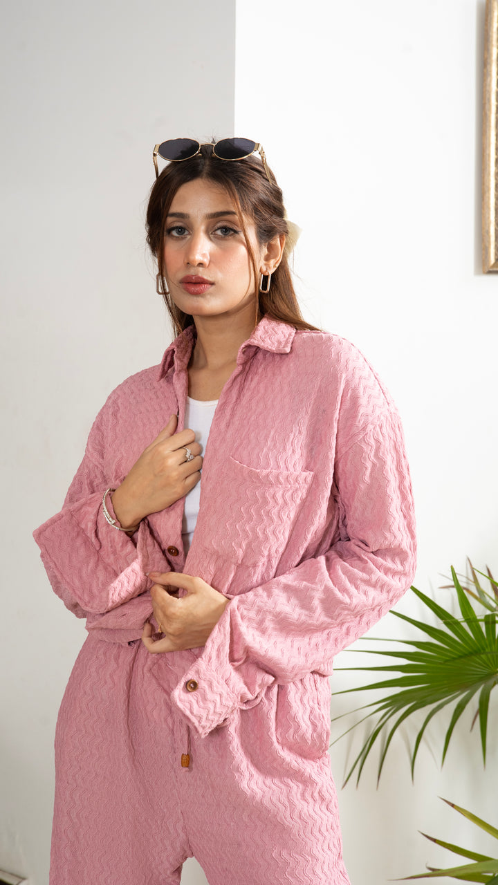 Baby Pink Textured Co-Ord Set