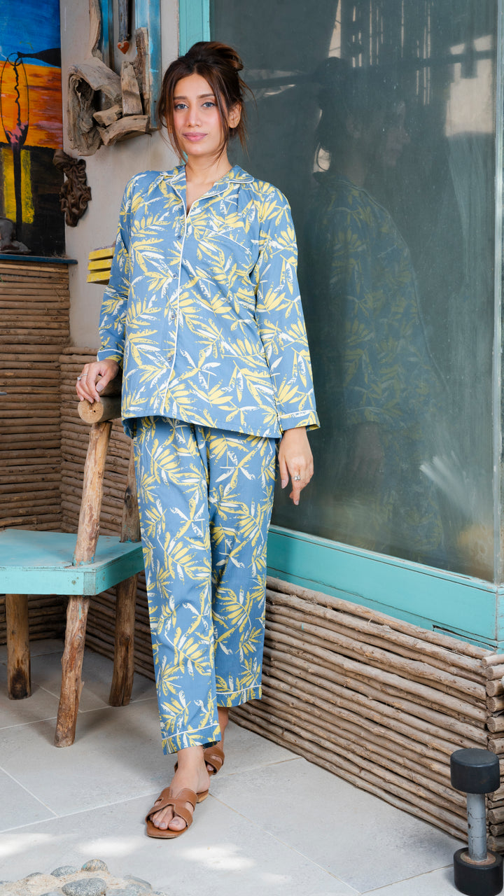 White & Yellow Leaves PJ Set