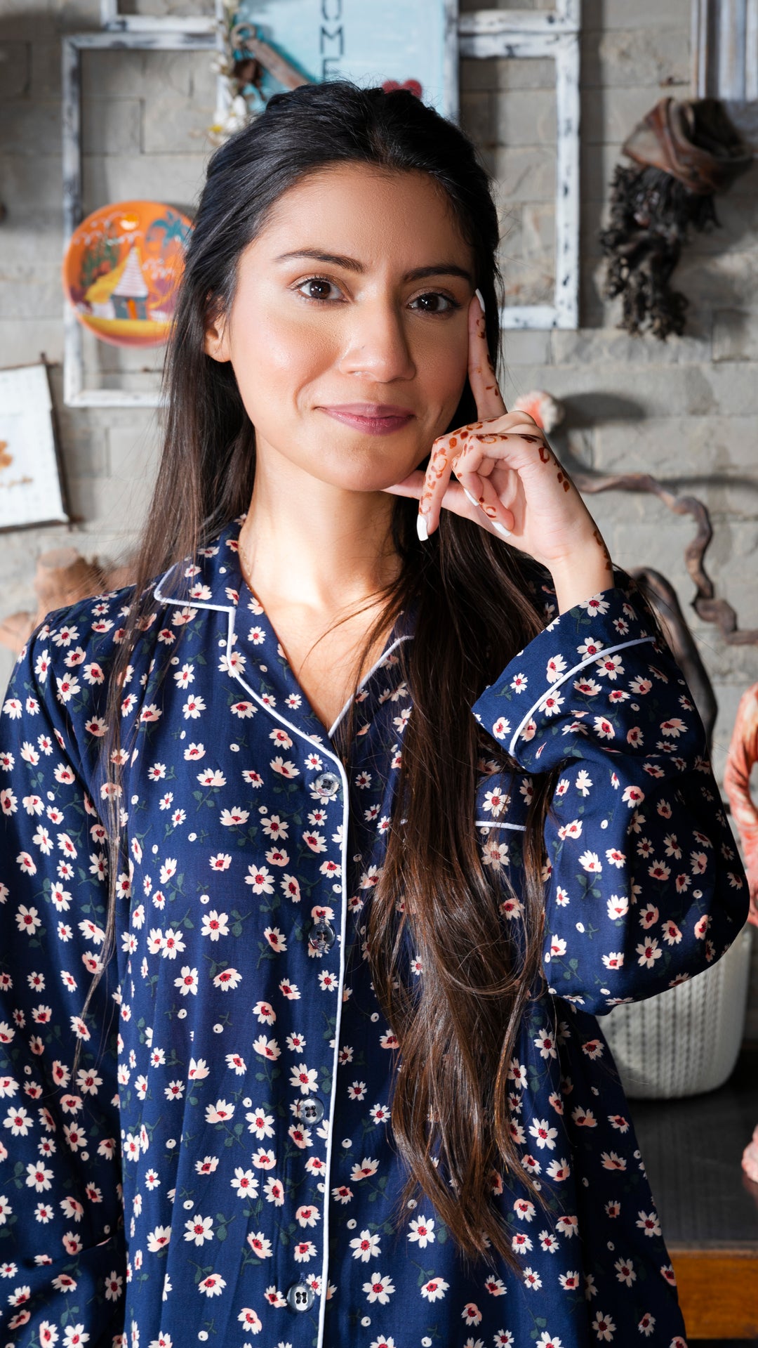 Dark Blue Tulips PJ Set