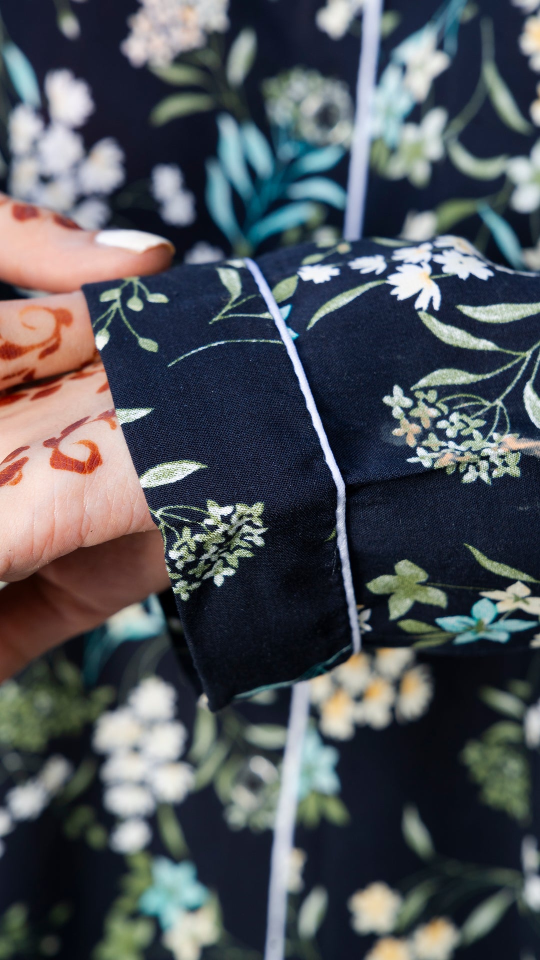Dark Blue Flowers PJ Set