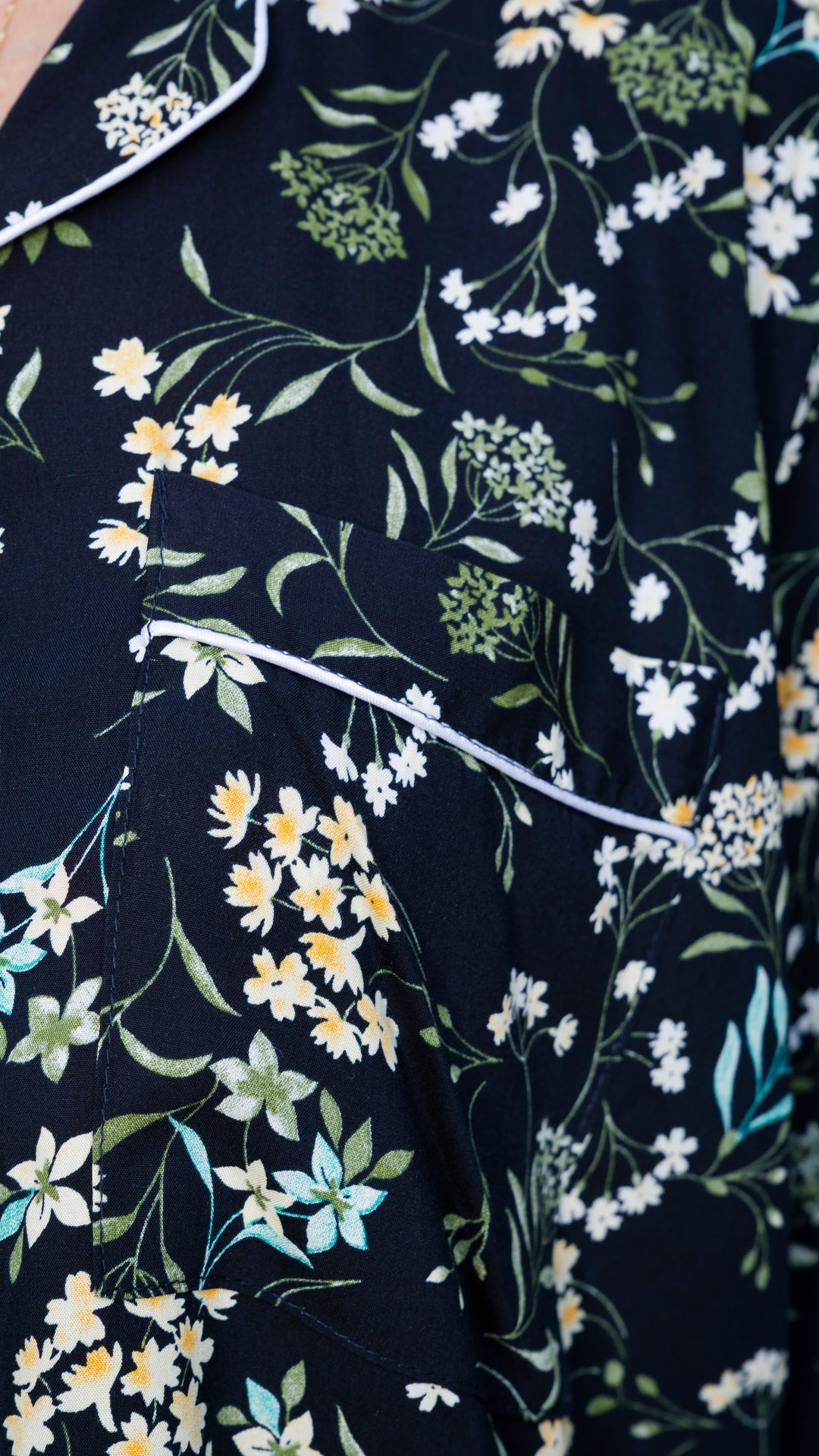 Dark Blue Flowers PJ Set