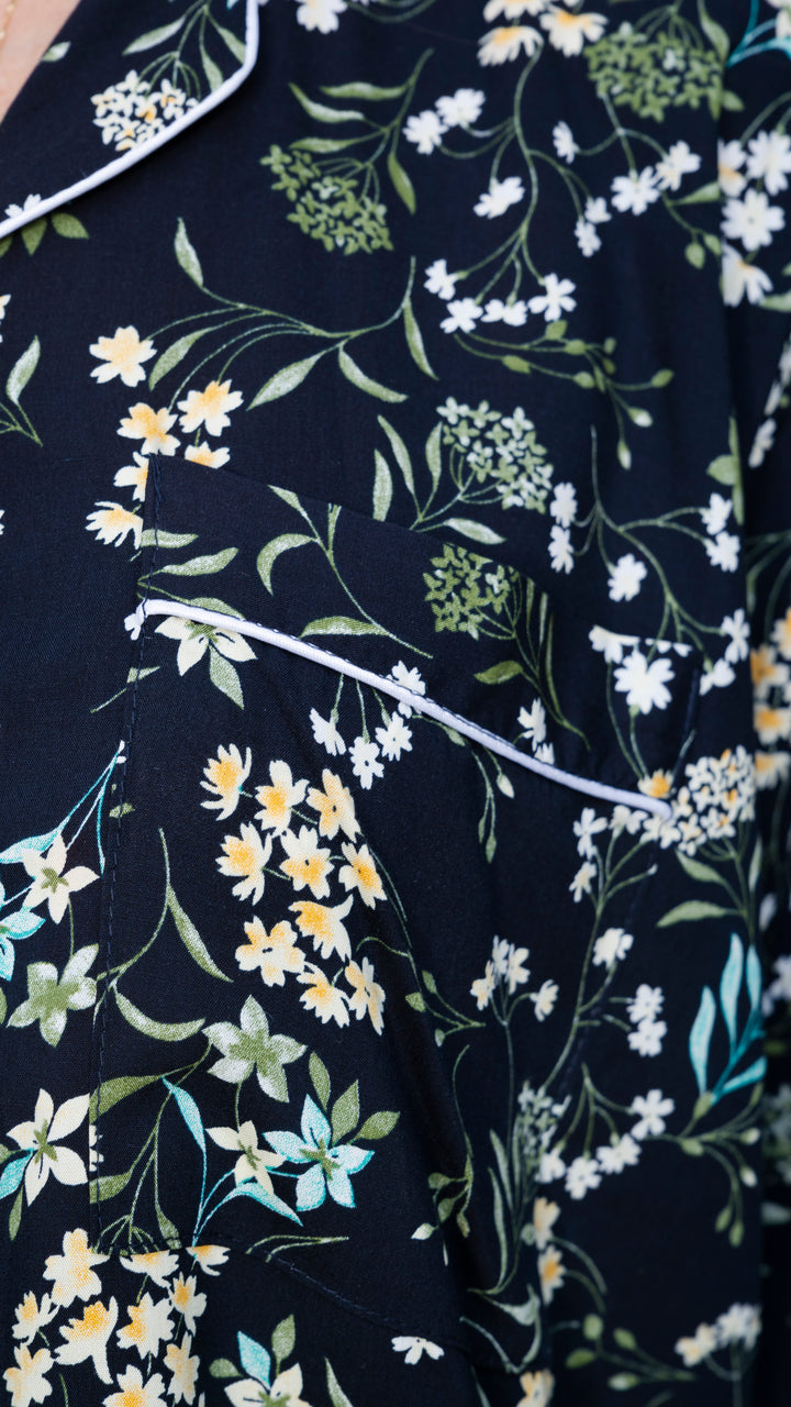 Dark Blue Flowers PJ Set