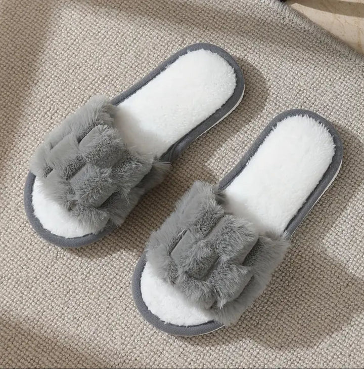 Grey Fluffy Slides