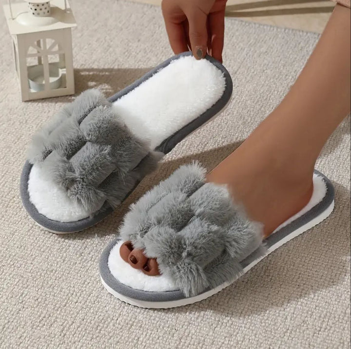 Grey Fluffy Slides